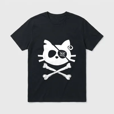 Lustiges Piraten-Katzen niedliche Totenkopf T-Shirt – Klassisches T-Shirt in Schwarz
