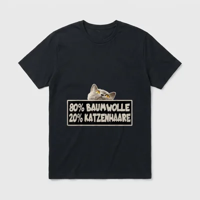 Katze Katzenhaare Baumwolle Spuren T-Shirt – Klassisches T-Shirt in Schwarz