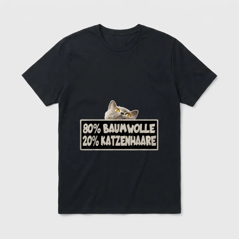Katze Katzenhaare Baumwolle Spuren T-Shirt – Klassisches T-Shirt in Schwarz