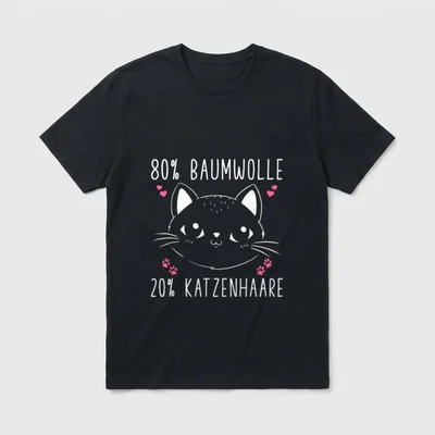 80 % Baumwolle 20 % Katzenhaare T-Shirt – Klassisches T-Shirt in Schwarz
