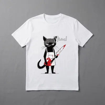 Miau Katze Lustig Katzenmotiv T-Shirt – Klassisches T-Shirt in Schwarz