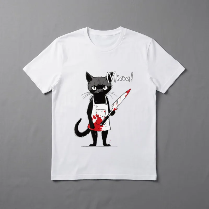 Miau Katze Lustig Katzenmotiv T-Shirt – Klassisches T-Shirt in Schwarz