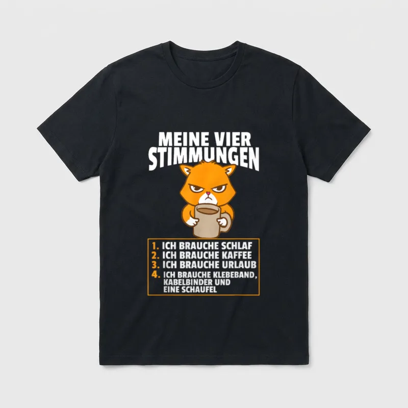Meine Vier Stimmungen Lustig T-Shirt – Klassisches T-Shirt in Schwarz
