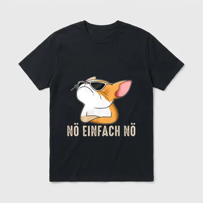 Katzen Ironie Sarkasmus Fun T-Shirt – Katze mit Sonnenbrille, Spruch „Nö einfach nö“ – Klassisches T-Shirt in Schwarz