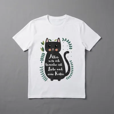 Lustiges Katzen Motiv Katzenhalterin T-Shirt – Klassisches T-Shirt in Schwarz