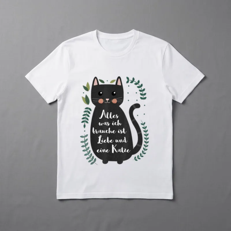 Lustiges Katzen Motiv Katzenhalterin T-Shirt – Klassisches T-Shirt in Schwarz