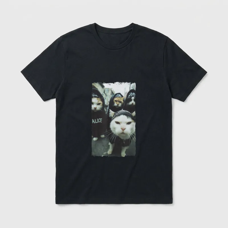 Gangster Katzen Streetwear Cooles T-Shirt – Klassisches T-Shirt in Schwarz