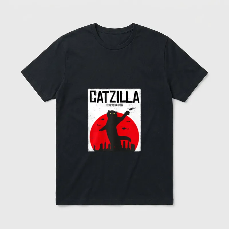 Catzilla Katzen Kater Kätzchen T-Shirt – Klassisches T-Shirt in Schwarz