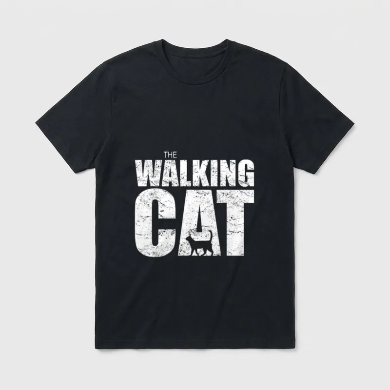 THE WALKING CAT Silhouette T-Shirt – Klassisches T-Shirt in Schwarz