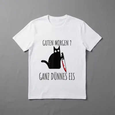 Guten Morgen Morgenmuffel Katze T-Shirt – Klassisches T-Shirt in Schwarz