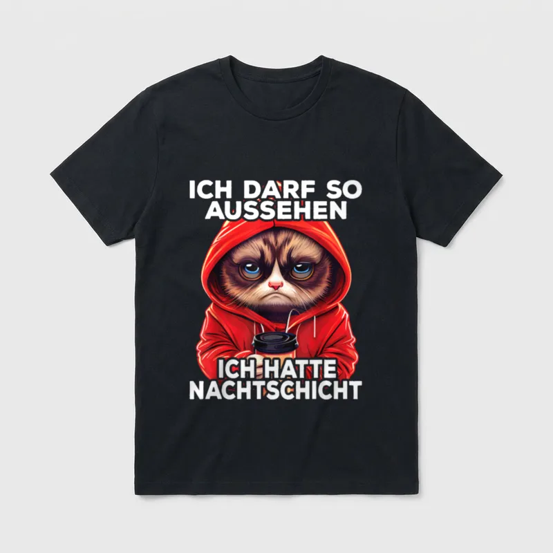 Nachtschicht Katze T-Shirt – Klassisches T-Shirt in Schwarz