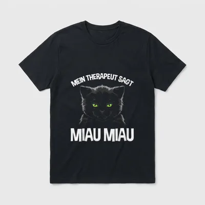 Mein Therapeut Sagt Miau T-Shirt – Klassisches T-Shirt in Schwarz