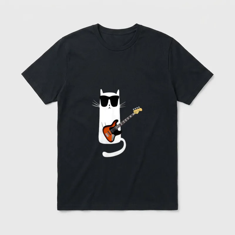 Lustige Katzen-tragende Sonnenbrillen Baß-Gitarre T-Shirt – Klassisches T-Shirt in Schwarz