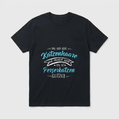Perserkatze Glitzer Design T-Shirt – Klassisches T-Shirt in Schwarz