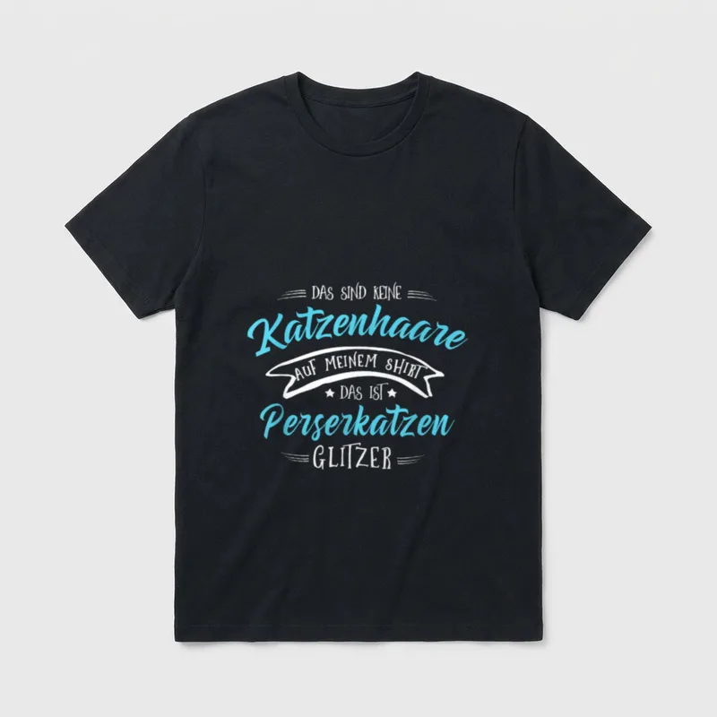 Perserkatze Glitzer Design T-Shirt – Klassisches T-Shirt in Schwarz