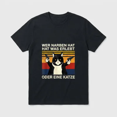 Lustige Katze Spruch Vintage T-Shirt – Klassisches T-Shirt in Schwarz