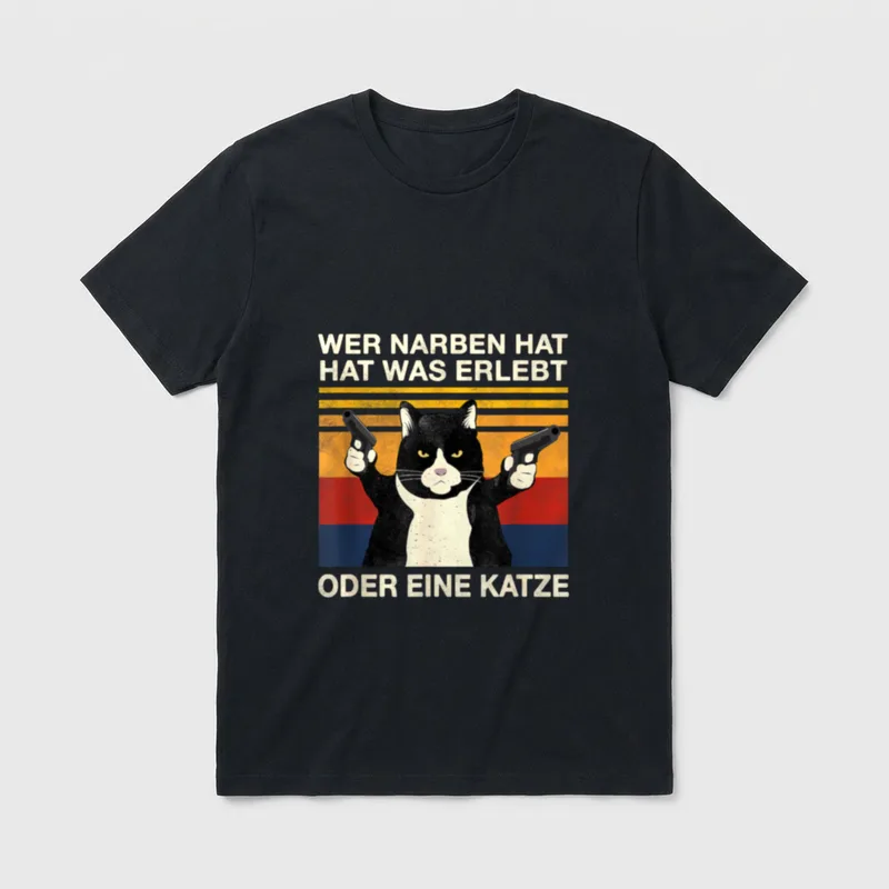 Lustige Katze Spruch Vintage T-Shirt – Klassisches T-Shirt in Schwarz