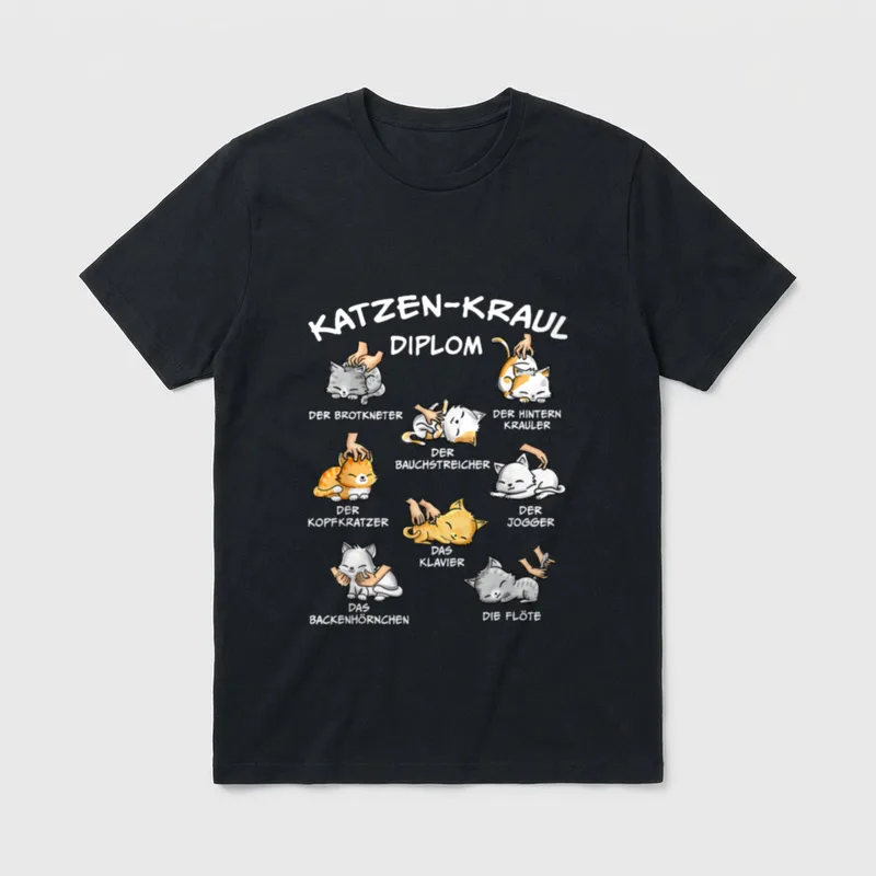 lustiges Katzenmotiv Katzen Kraul T-Shirt – Klassisches T-Shirt in Schwarz