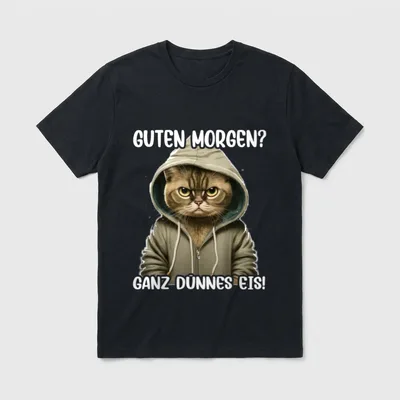 Guten Morgen Ganz Dünnes Eis Lustige Katze T-Shirt – Klassisches T-Shirt in Schwarz