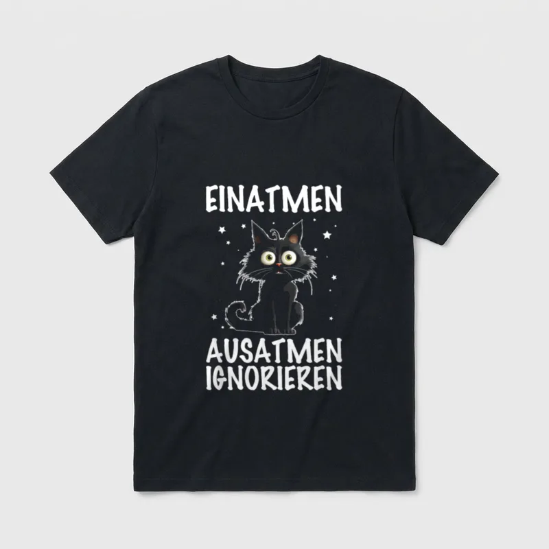 Einatmen Ausatmen Ignorieren Katze T-Shirt – Klassisches T-Shirt in Schwarz