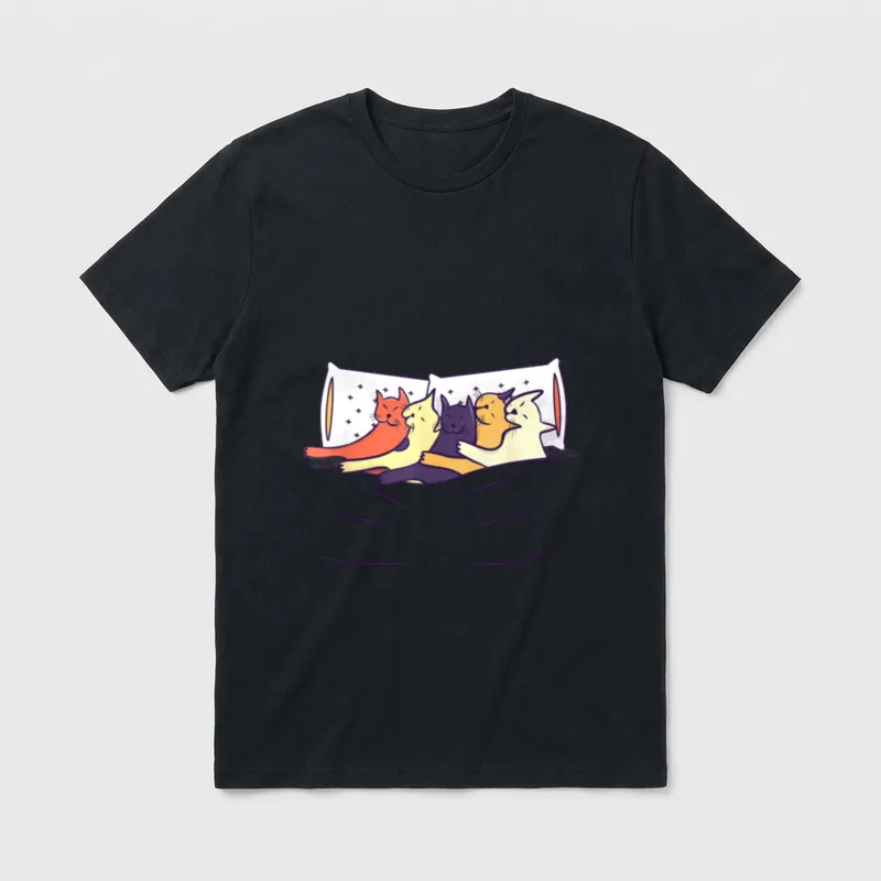 Schlafanzug lustig Katzen schlafen T-Shirt – Klassisches T-Shirt in Schwarz