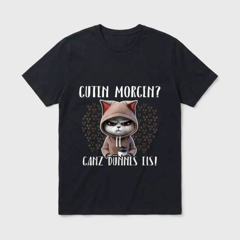 Guten Morgen Dünnes Eis Morgenmuffel T-Shirt – Klassisches T-Shirt in Schwarz