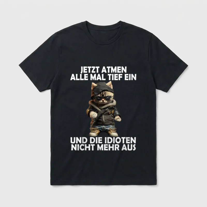 Jetzt Atmen Alle Tief Katzen T-Shirt – Klassisches T-Shirt in Schwarz