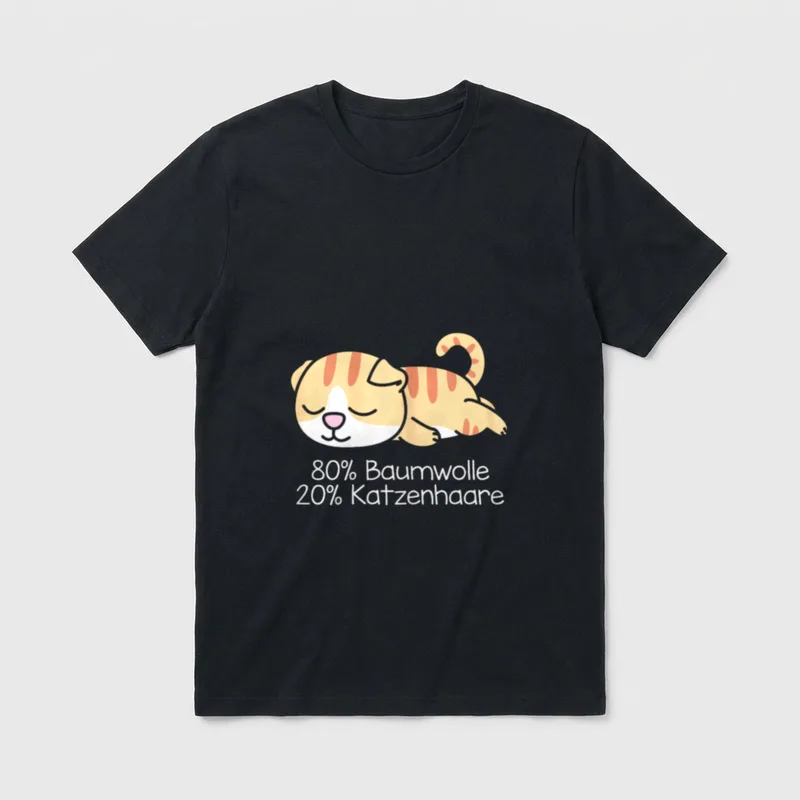 Baumwolle Katzenhaare Spuren Katze Cat T-Shirt – Klassisches T-Shirt in Schwarz