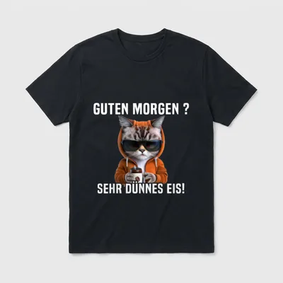 Guten Morgen Dünnes Eis Katzen T-Shirt – Klassisches T-Shirt in Schwarz