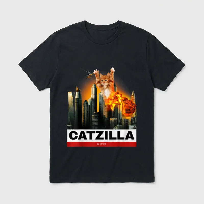 Catzilla Lustiges Baby Katzen T-Shirt – Klassisches T-Shirt in Schwarz