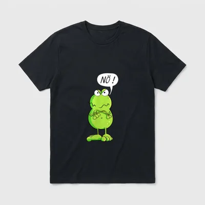Statement Nö Frosch I T-Shirt – Grüner Comic-Frosch mit Sprechblase „NÖ!“ – Klassisches T-Shirt in Schwarz