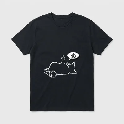 Faule lustige Katze zeigt T-Shirt – Klassisches T-Shirt in Schwarz