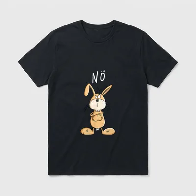 Nö Statement Kaninchen I T-Shirt – Mürrischer Hase mit verschränkten Pfoten, Schriftzug „Nö“ – Klassisches T-Shirt in Schwarz