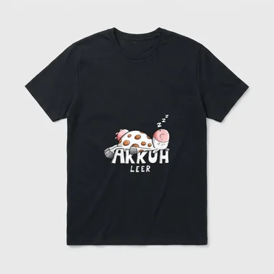 Witziges Kuh Wortspiel Akku T-Shirt – Schlafende Kuh mit Schriftzug „Akkuh leer“ – Klassisches T-Shirt in Schwarz