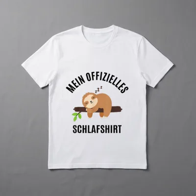 Schlafanzug Oberteil Pyjama Faultier T-Shirt – Klassisches T-Shirt in Schwarz