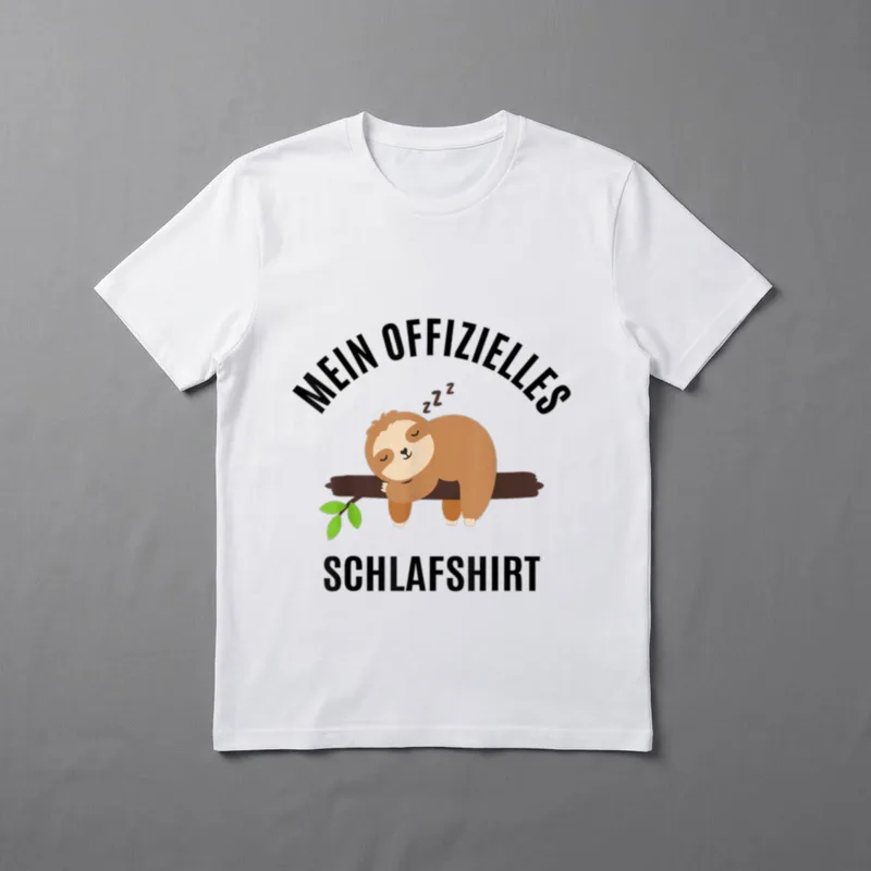Schlafanzug Oberteil Pyjama Faultier T-Shirt – Klassisches T-Shirt in Schwarz