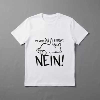 Faule lustige Katze zeigt Stinkefinger T-Shirt – Klassisches T-Shirt in Schwarz