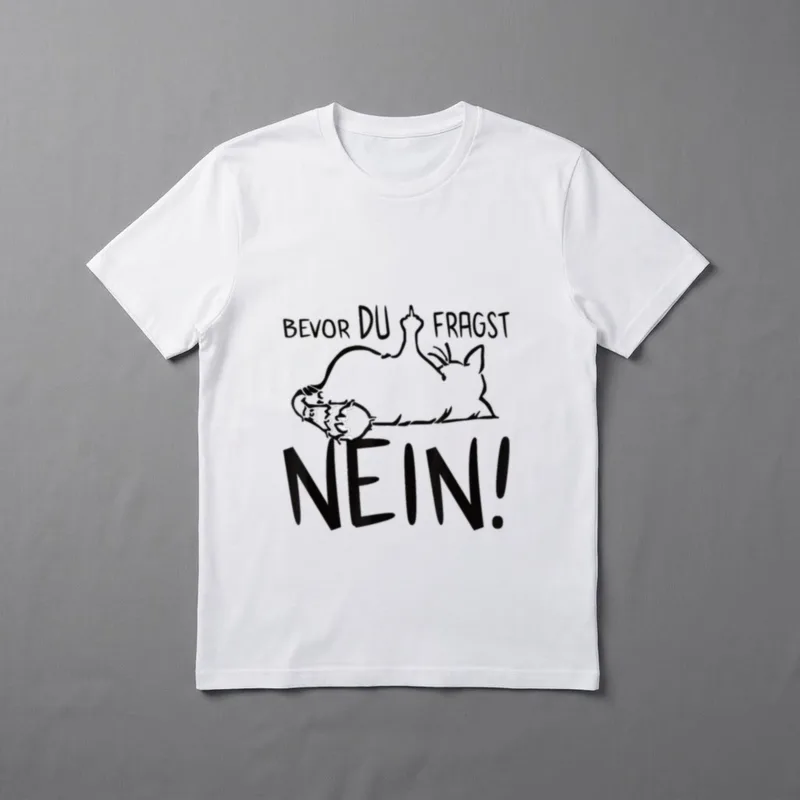 Faule lustige Katze zeigt Stinkefinger T-Shirt – Klassisches T-Shirt in Schwarz