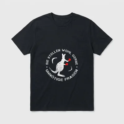 Fun Sie stellen wohl T-Shirt – Känguru mit roten Boxhandschuhen und kreisförmigem Spruch – Klassisches T-Shirt in Schwarz