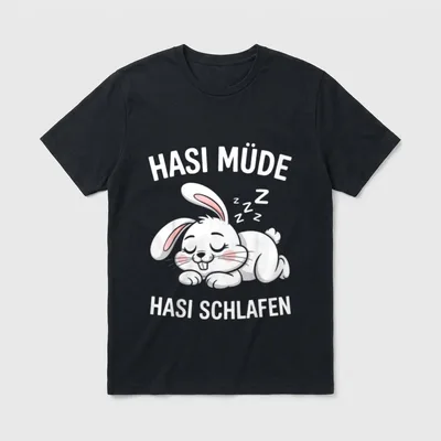 Schlafshirt Hase Hasi Müde T-Shirt – Klassisches T-Shirt in Schwarz