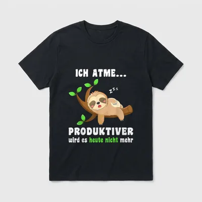 Faultier Schlafshirt Ich atme T-Shirt – Klassisches T-Shirt in Schwarz