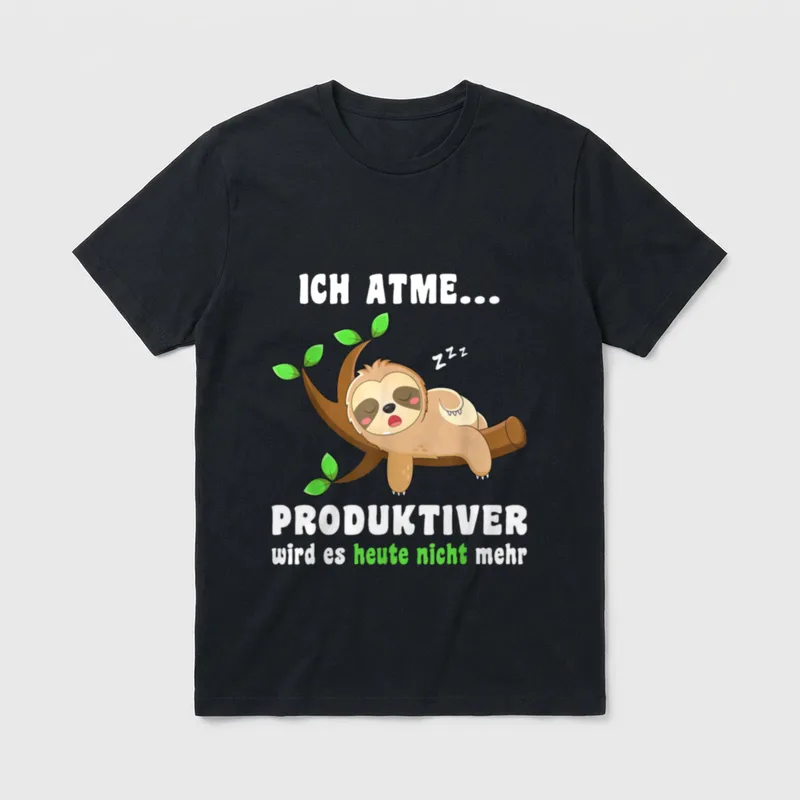 Faultier Schlafshirt Ich atme T-Shirt – Klassisches T-Shirt in Schwarz