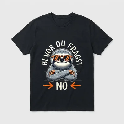 Bevor Du Fragst Nö Lustiges Faultier T-Shirt – Klassisches T-Shirt in Schwarz