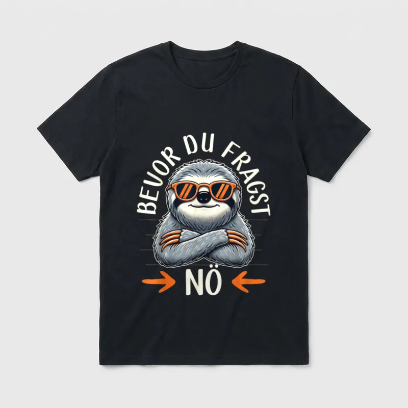 Bevor Du Fragst Nö Lustiges Faultier T-Shirt – Klassisches T-Shirt in Schwarz