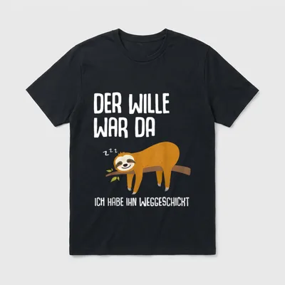 Lustiger Faultier Faulenzer Morgenmuffel T-Shirt – Klassisches T-Shirt in Schwarz