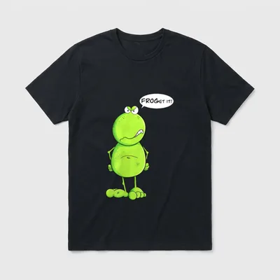 Statement Frosch I Nö Keine Lust & Faul T-Shirt – Grüner Frosch mit Sprechblase „FROGet it!“ – Klassisches T-Shirt in Schwarz