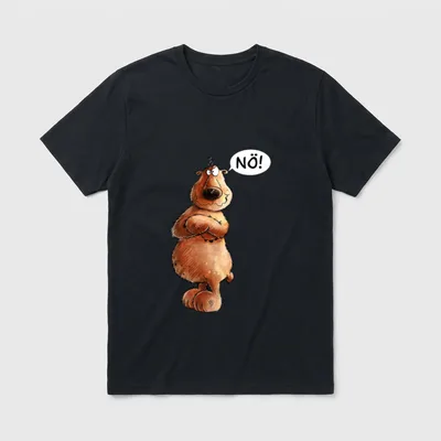Einfach Nö I Wildlife T-Shirt – Grummeliger Bär mit verschränkten Armen, Sprechblase „NÖ!“ – Klassisches T-Shirt in Schwarz