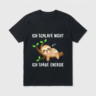 Ich Schlafe nicht Ich Spare T-Shirt – Schlafendes Faultier am Ast mit Zzz und Spruch – Klassisches T-Shirt in Schwarz