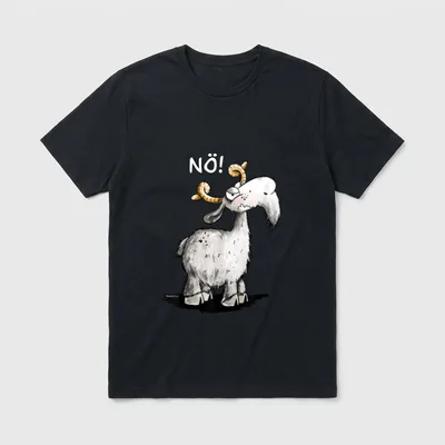 Nö Ziege hat keinen T-Shirt – Gezeichnete Ziege mit Hörnern und Schriftzug „NÖ!“ – Klassisches T-Shirt in Schwarz