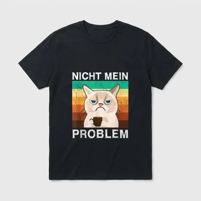 Morgenmuffel Sarkasmus Kaffee Katze T-Shirt – Klassisches T-Shirt in Schwarz